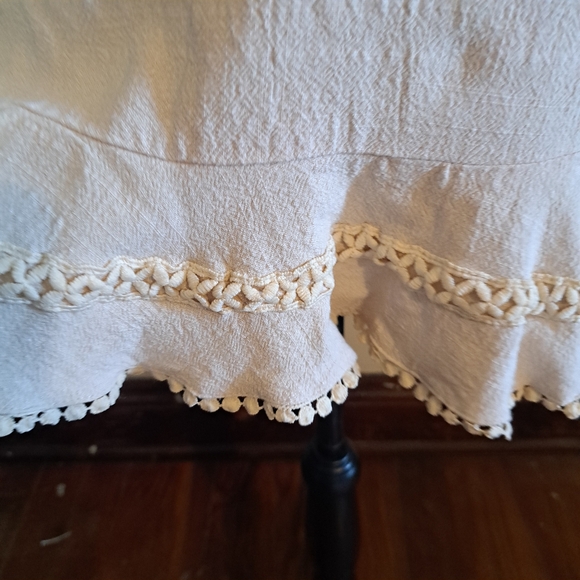 Hello Molly Cream Ruffled Long Bishop Sleeve Mini Dress Size 6 - Picture 4 of 9